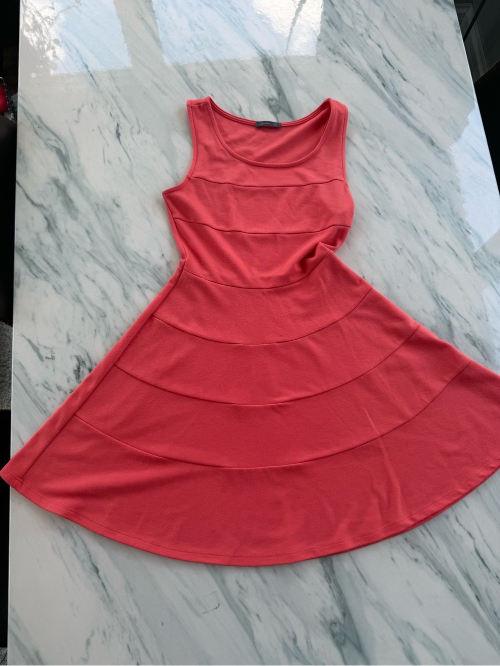 Soprano Coral Tiered Sleeveless Mini Dress